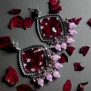 Purple Bead Resin Jhumka Rhombus