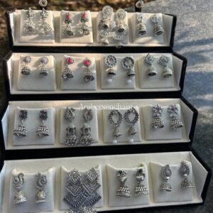 Luxury Oxidized Silver Jhumka & Earring Collection Box ( Set of 16 )