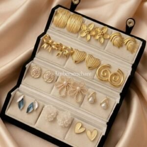 Luxury Golden Earring Collection Box ( Set of 12 )
