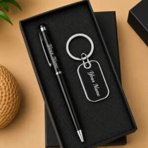 Personalized  Black 2-Piece Gift Set (Pen & Keychain)