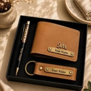 Personalized Men's 3-Piece Gift Combo (Wallet, Pen & Keychain)